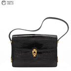 CELINE Black Crocodile Triomphe Shoulder bag