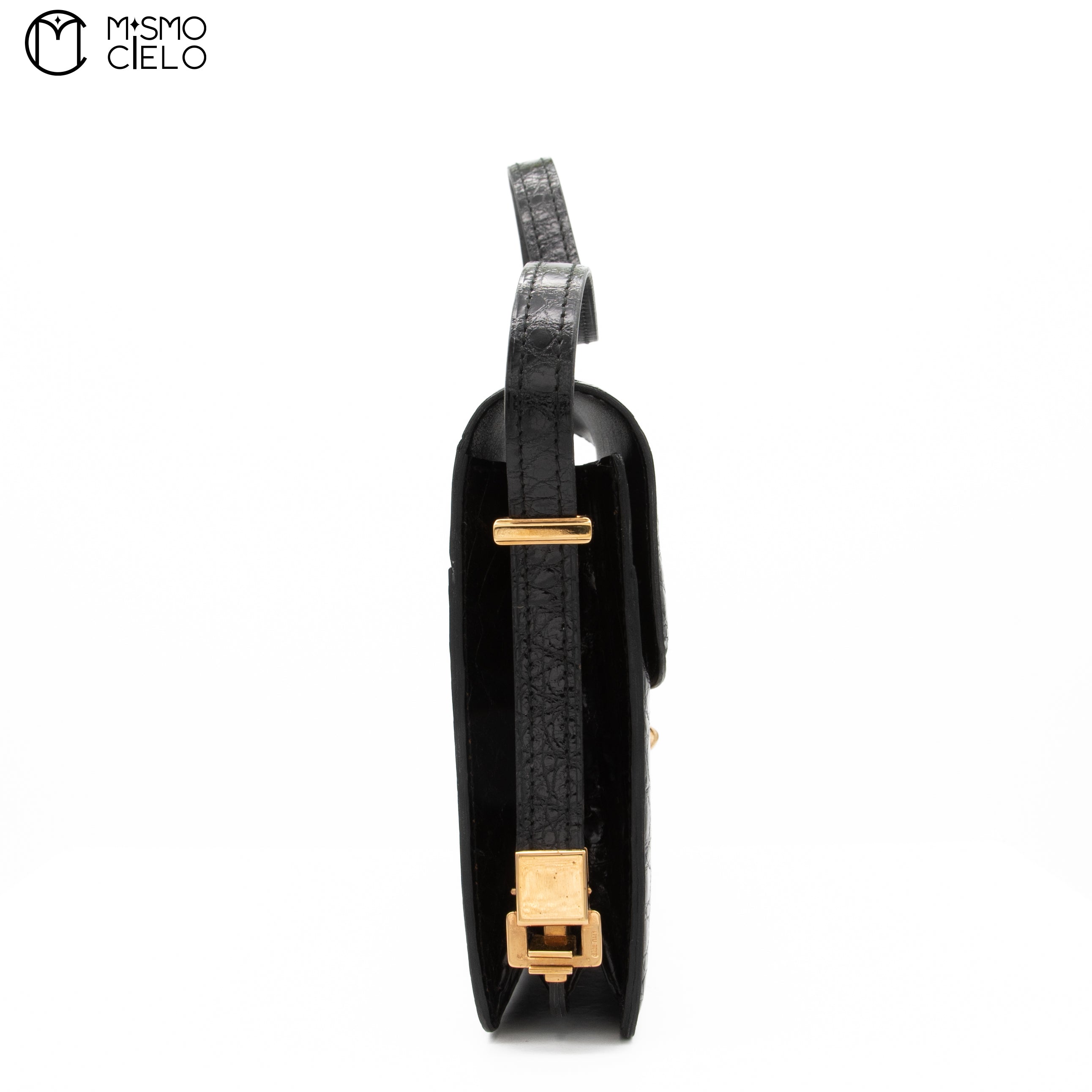 CELINE Black Crocodile Triomphe Shoulder bag