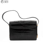 CELINE Black Crocodile Triomphe Shoulder bag