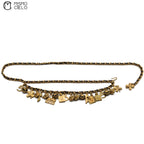 Multi-Icon Charm Leather Chain Belt