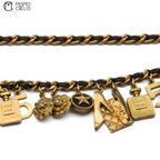 Multi-Icon Charm Leather Chain Belt