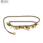Multi-Icon Charm Leather Chain Belt