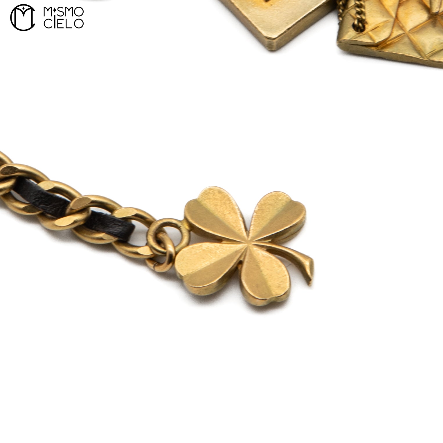 Multi-Icon Charm Leather Chain Belt