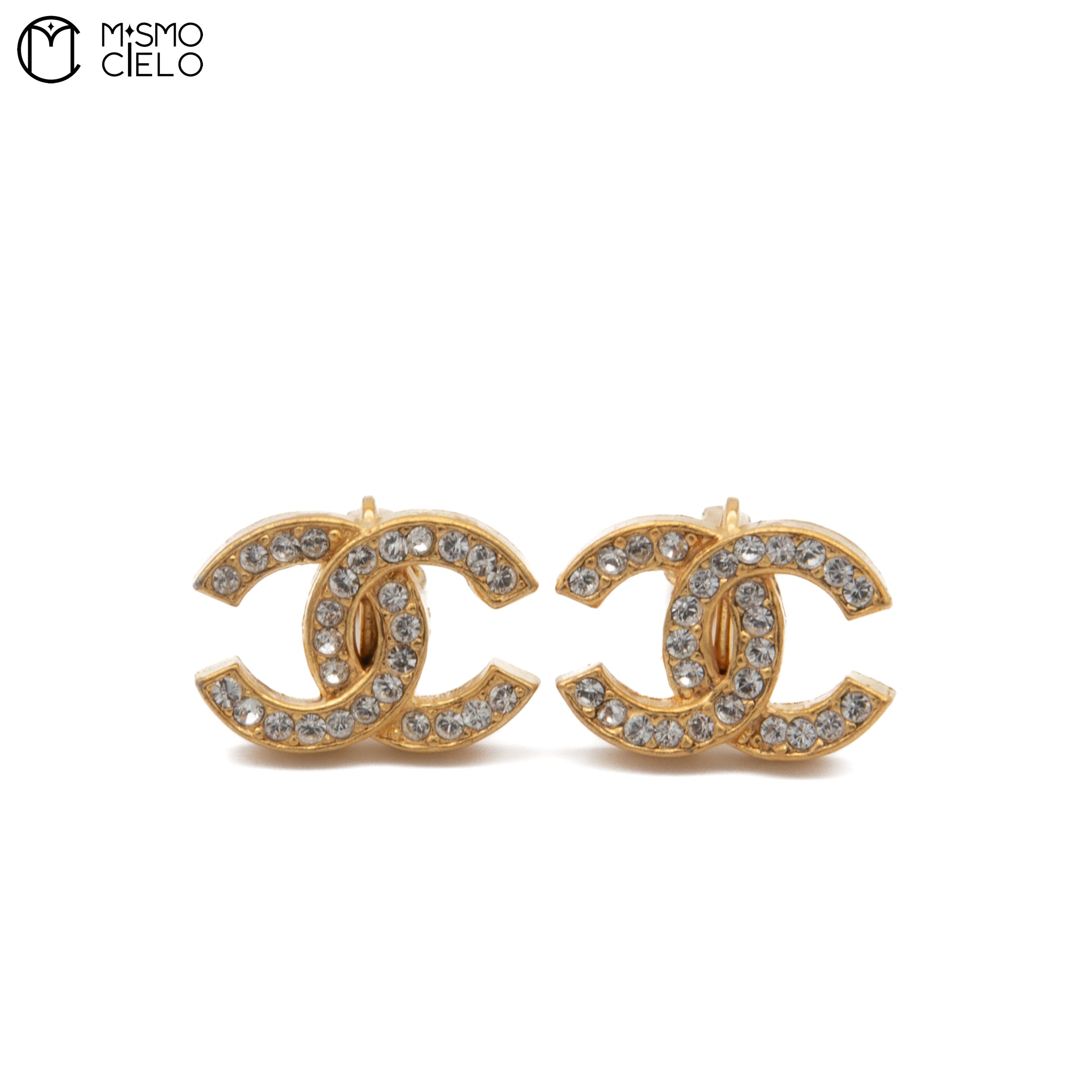 Vintage Classic Gold Clip-on Earrings with Diamonds