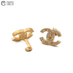 Vintage Classic Gold Clip-on Earrings with Diamonds