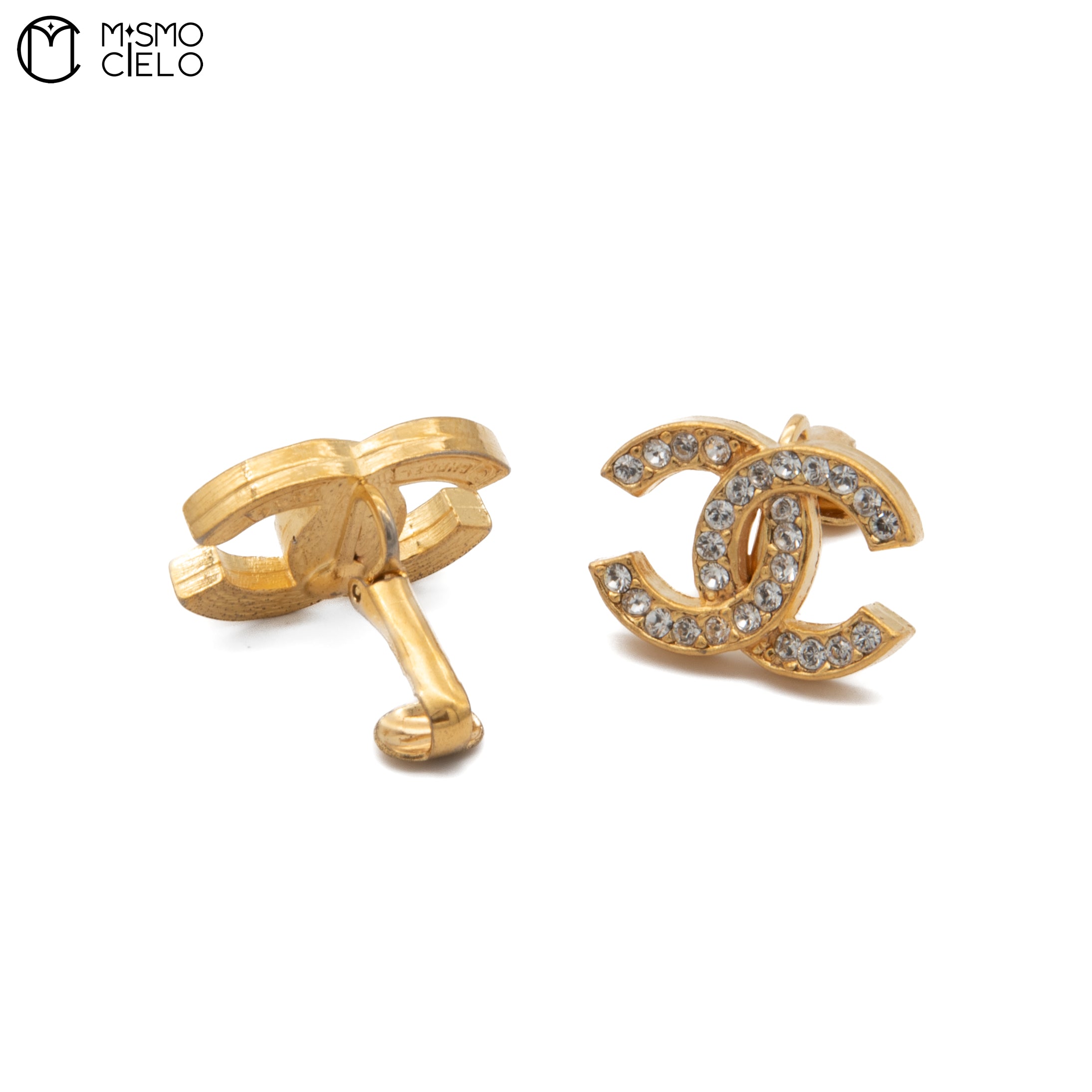 Vintage Classic Gold Clip-on Earrings with Diamonds