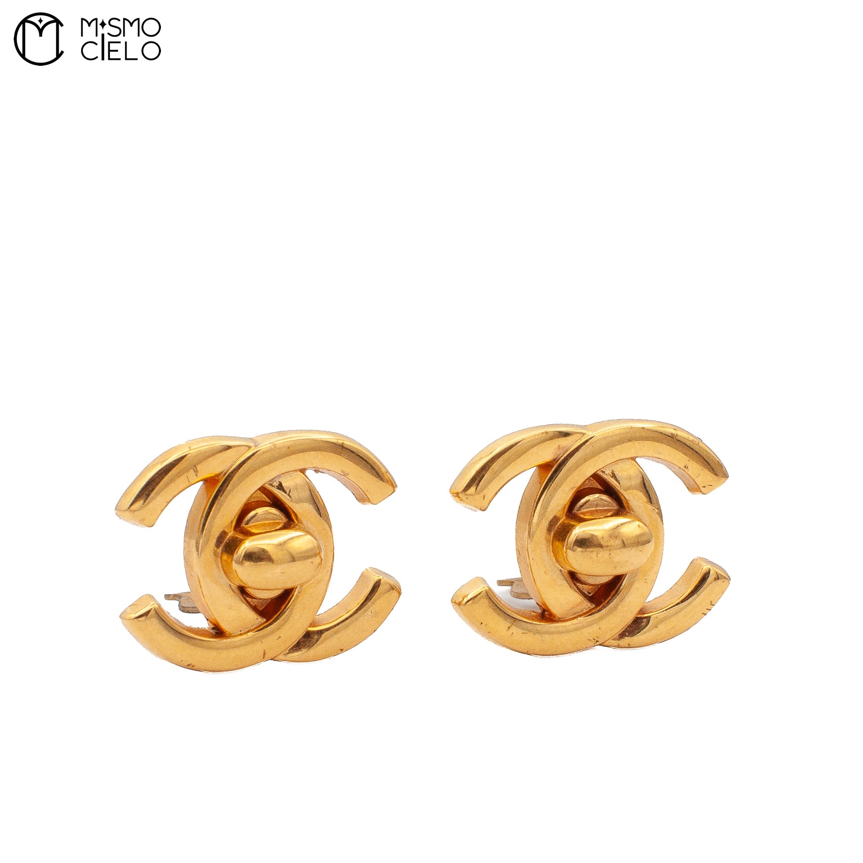 CHANEL Turn lock motif Clip-on Gold Earring