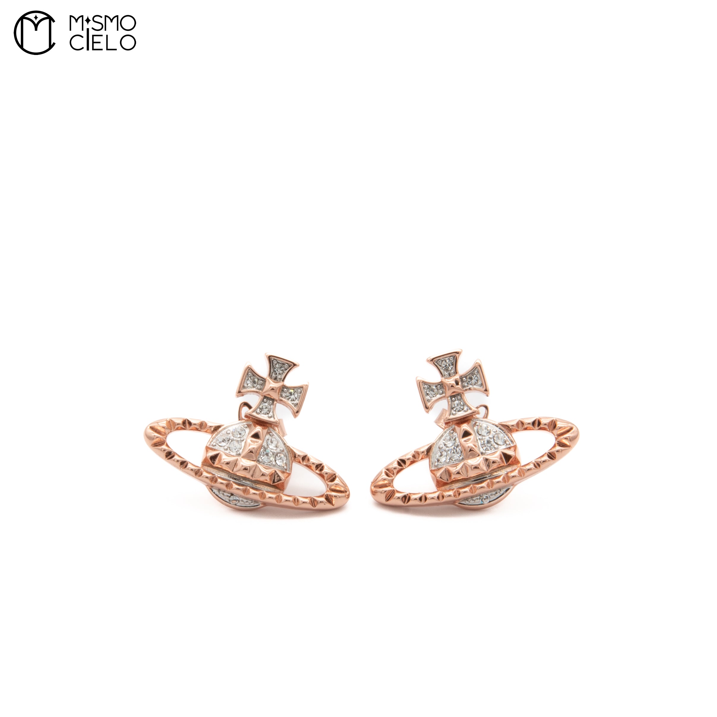 VIVIENNE WESTWOOD Orb Rhinestone Rose Gold Earrings *