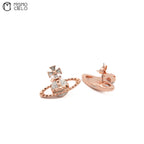 VIVIENNE WESTWOOD Orb Rhinestone Rose Gold Earrings *