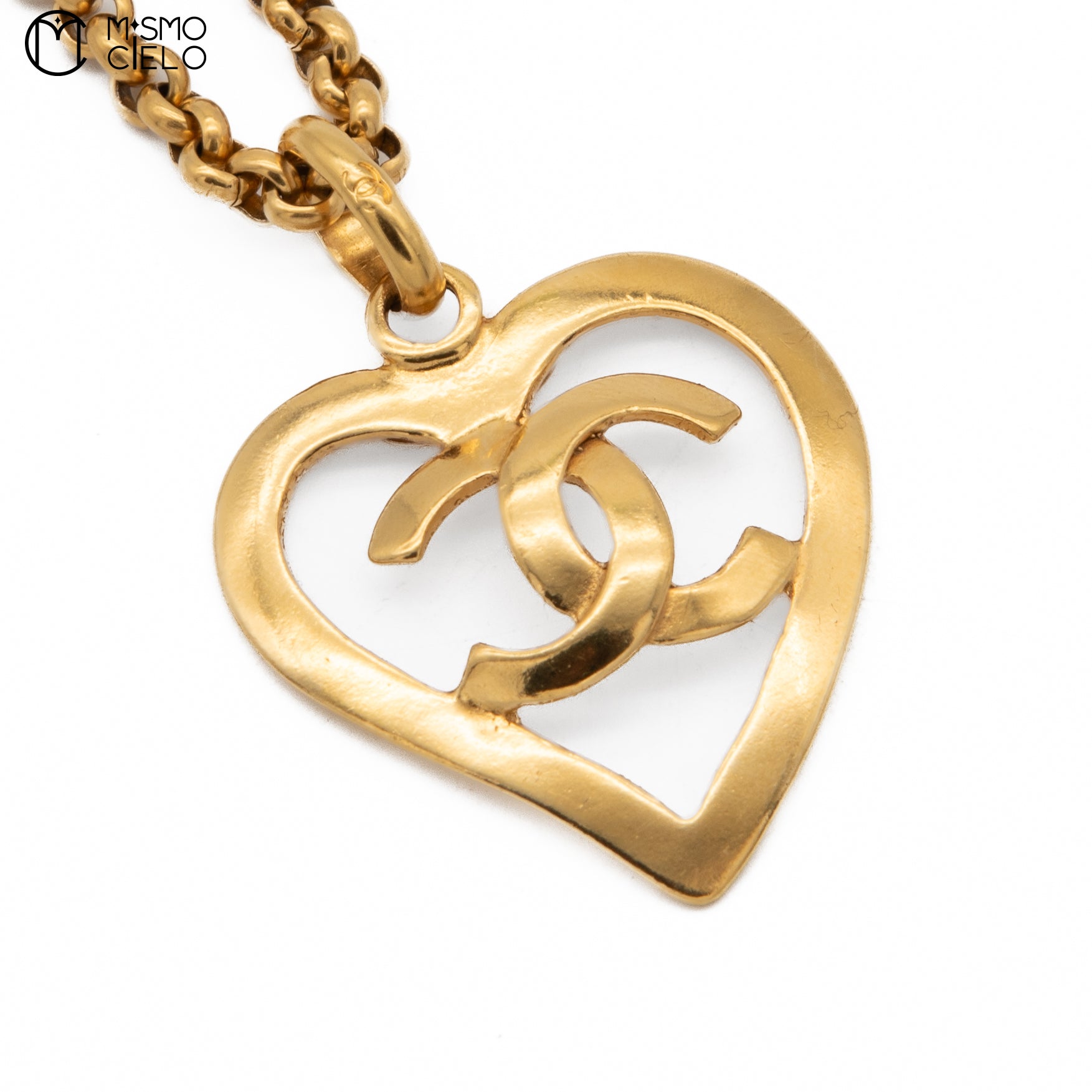 CHANEL Heart Necklace 95P 60cm *