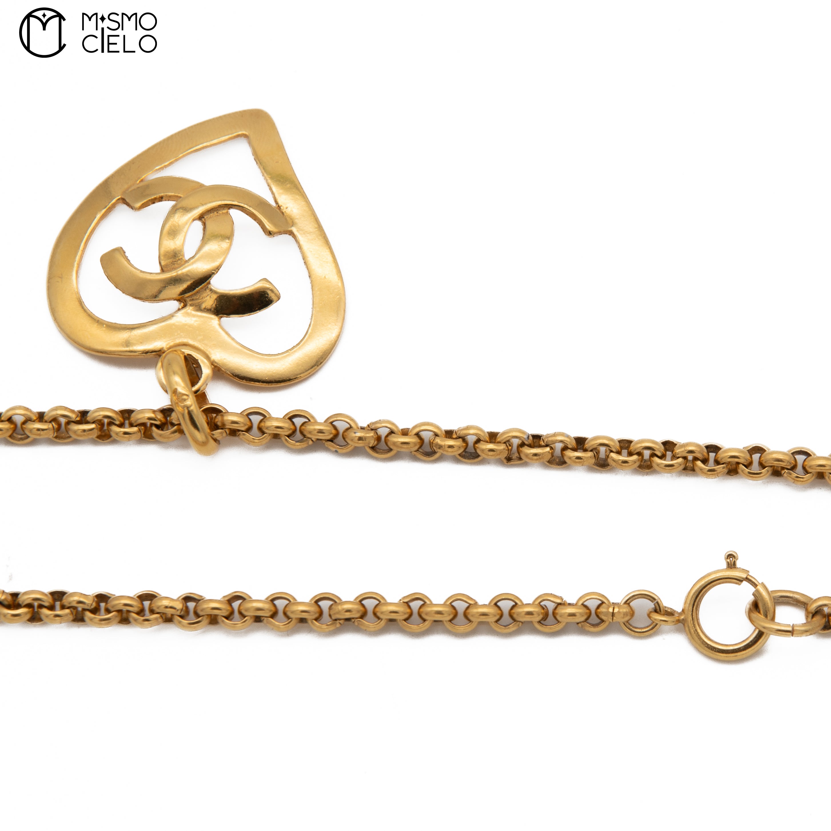 CHANEL Heart Necklace 95P 60cm *