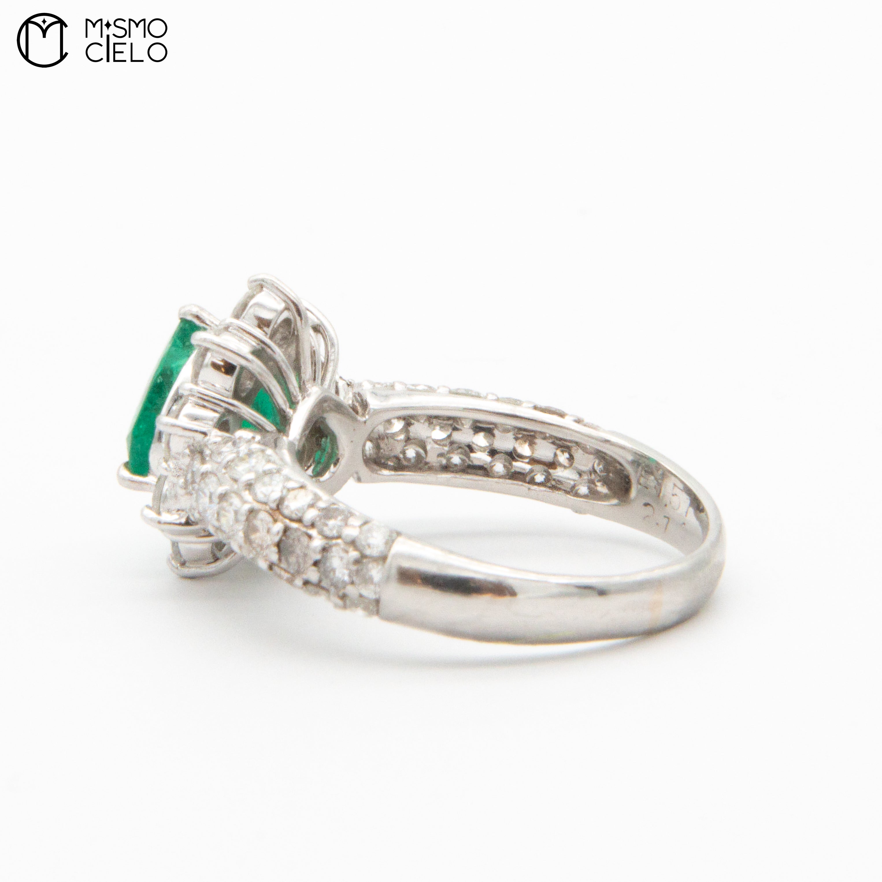 MY BEADS LUXE # PT900 Emerald and Diamond 5.8g Ring 1.5Ct E  2.1Ct D