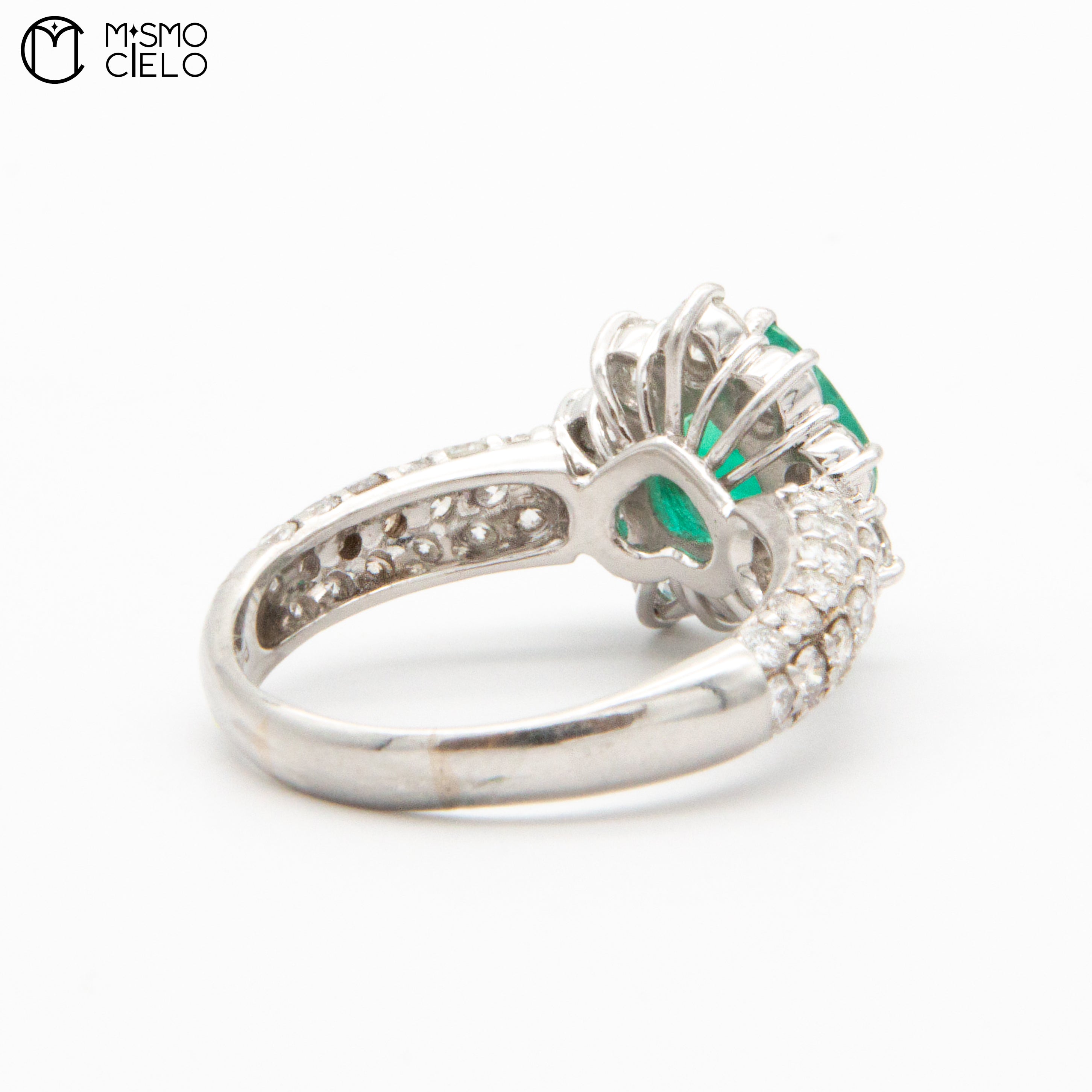 MY BEADS LUXE # PT900 Emerald and Diamond 5.8g Ring 1.5Ct E  2.1Ct D