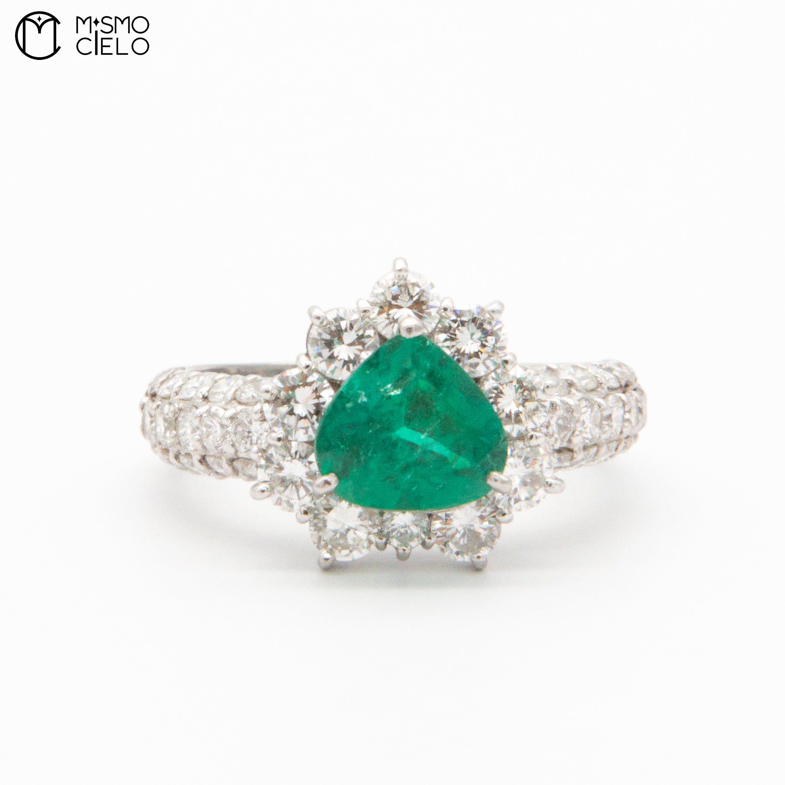 MY BEADS LUXE # PT900 Emerald and Diamond 5.8g Ring 1.5Ct E  2.1Ct D