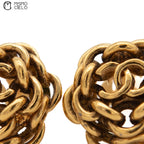 CHANEL Coco Mark Gold Chain Camellia Clip-on Earrings