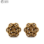 CHANEL Coco Mark Gold Chain Camellia Clip-on Earrings