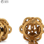 CHANEL Coco Mark Gold Chain Camellia Clip-on Earrings