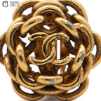 CHANEL Coco Mark Gold Chain Camellia Clip-on Earrings