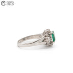 MY BEADS LUXE # PT900 Emerald and Diamond 6.4g Ring 1.17Ct E  0.38Ct D  #