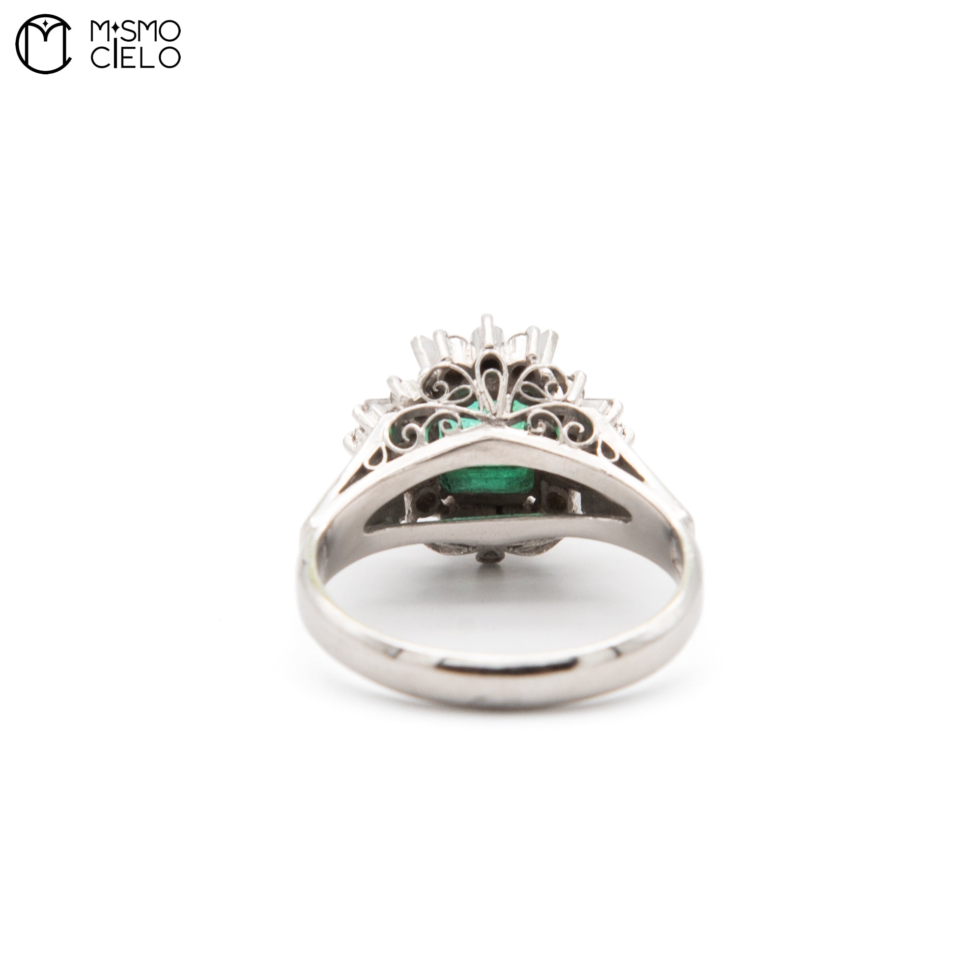 MY BEADS LUXE # PT900 Emerald and Diamond 6.4g Ring 1.17Ct E  0.38Ct D  #
