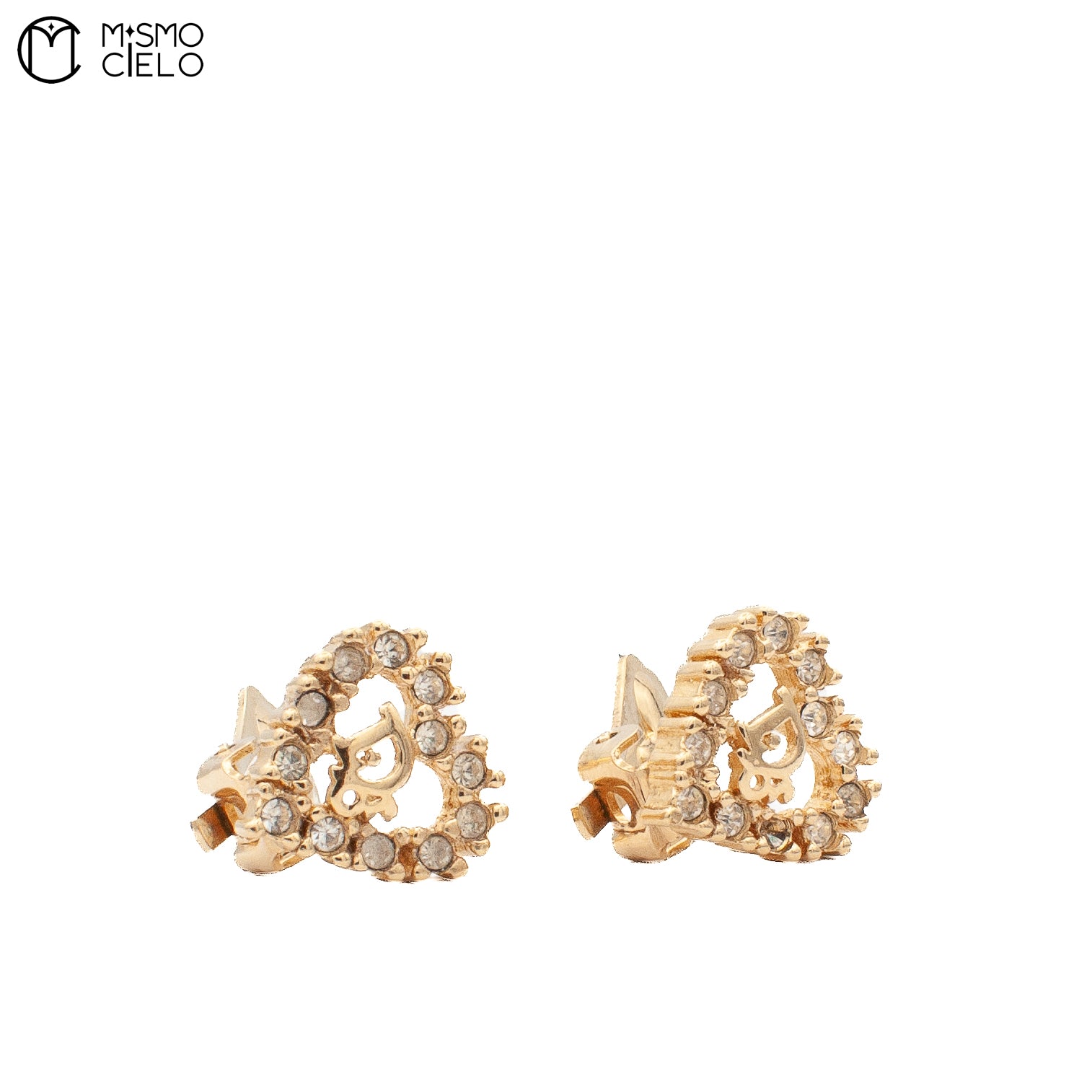 CHRISTIAN DIOR Gold Plated Heart with Crystals Clip-on Earrings