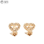 CHRISTIAN DIOR Gold Plated Heart with Crystals Clip-on Earrings
