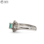 MY BEADS LUXE # PT900 Emerald and Diamond 3.9g Ring 0.31Ct E  0.27Ct D