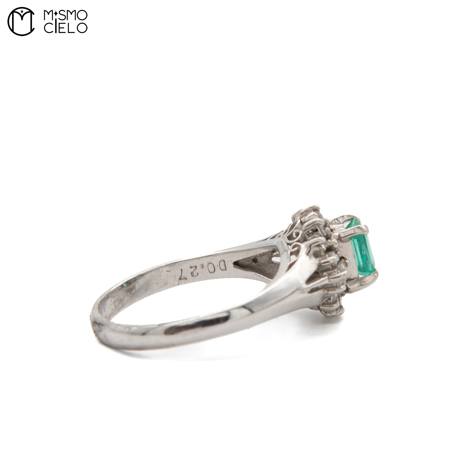 MY BEADS LUXE # PT900 Emerald and Diamond 3.9g Ring 0.31Ct E  0.27Ct D