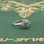 MY BEADS LUXE # PT900 Emerald and Diamond 3.9g Ring 0.31Ct E  0.27Ct D