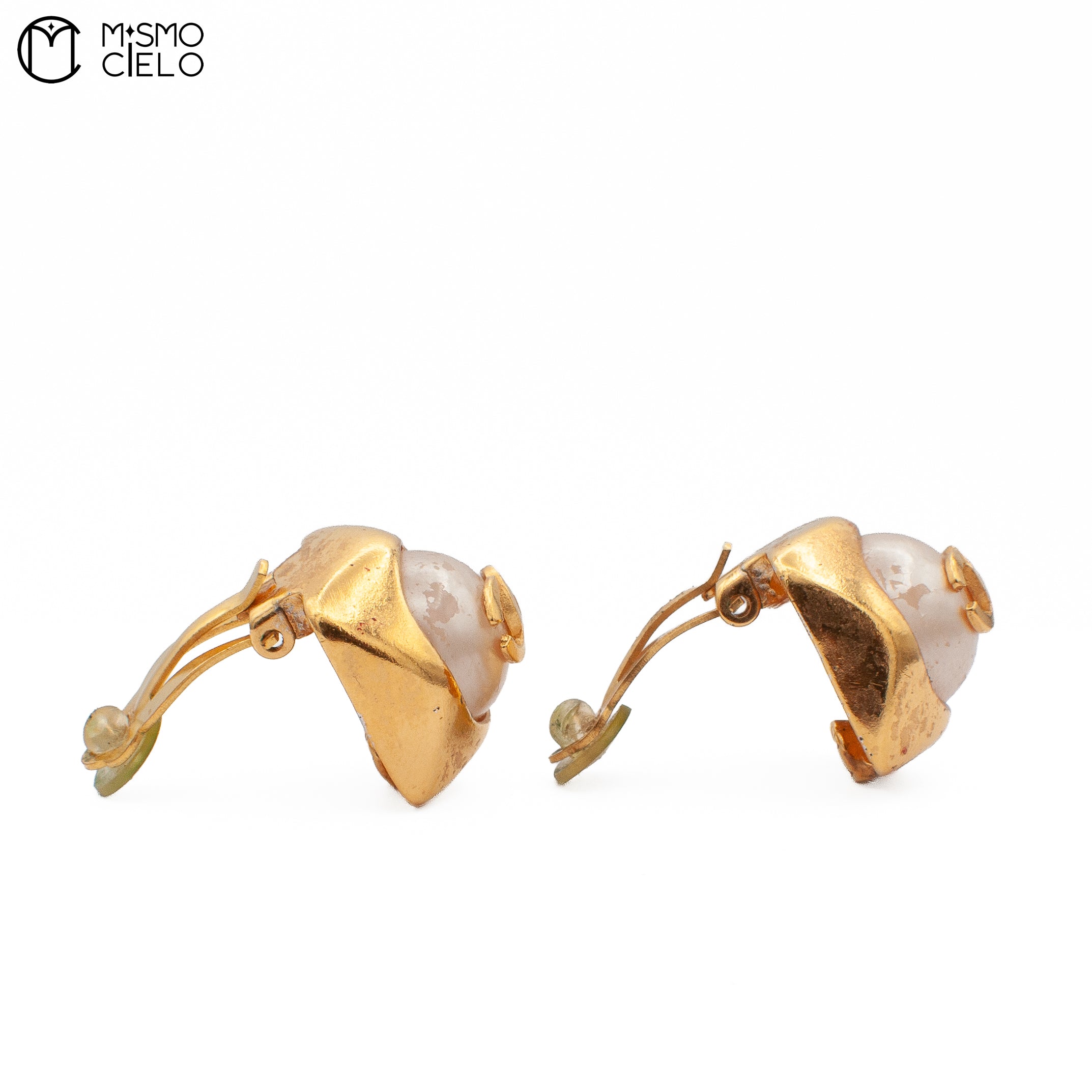 CHANEL Coco Mark and Pearl Clip-on Earrings