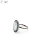 Silver 4.33 Ct Aquamarine Sapphire and Diamond Ring