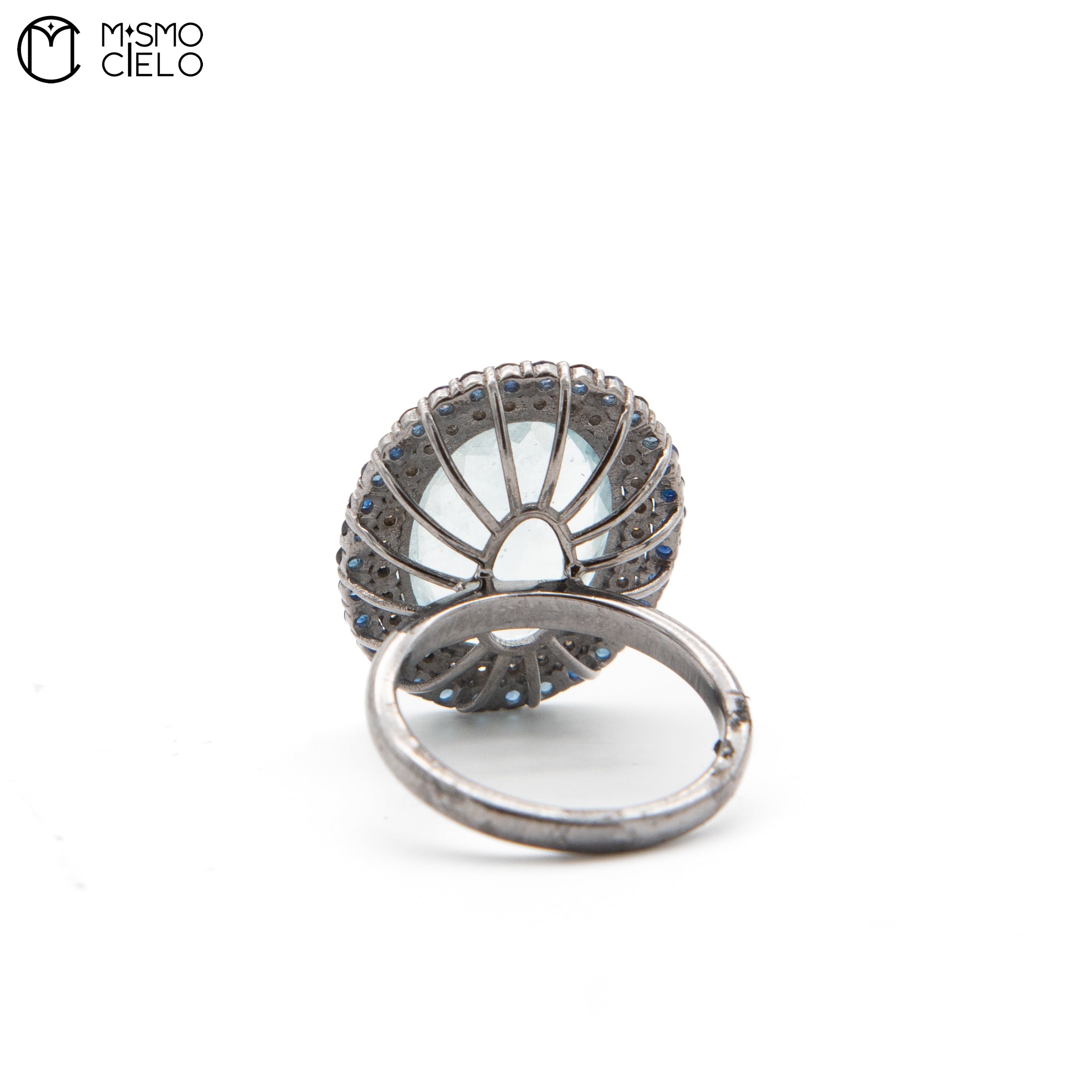 Silver 4.33 Ct Aquamarine Sapphire and Diamond Ring