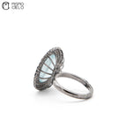 Silver 4.33 Ct Aquamarine Sapphire and Diamond Ring