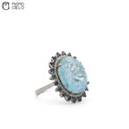 Silver 5.08 Ct Aquamarine Sapphire and Diamond Ring