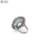 Silver 5.08 Ct Aquamarine Sapphire and Diamond Ring