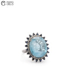 Silver 5.08 Ct Aquamarine Sapphire and Diamond Ring