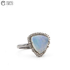 Silver 4.02 Ct MoonStone and Diamond Ring