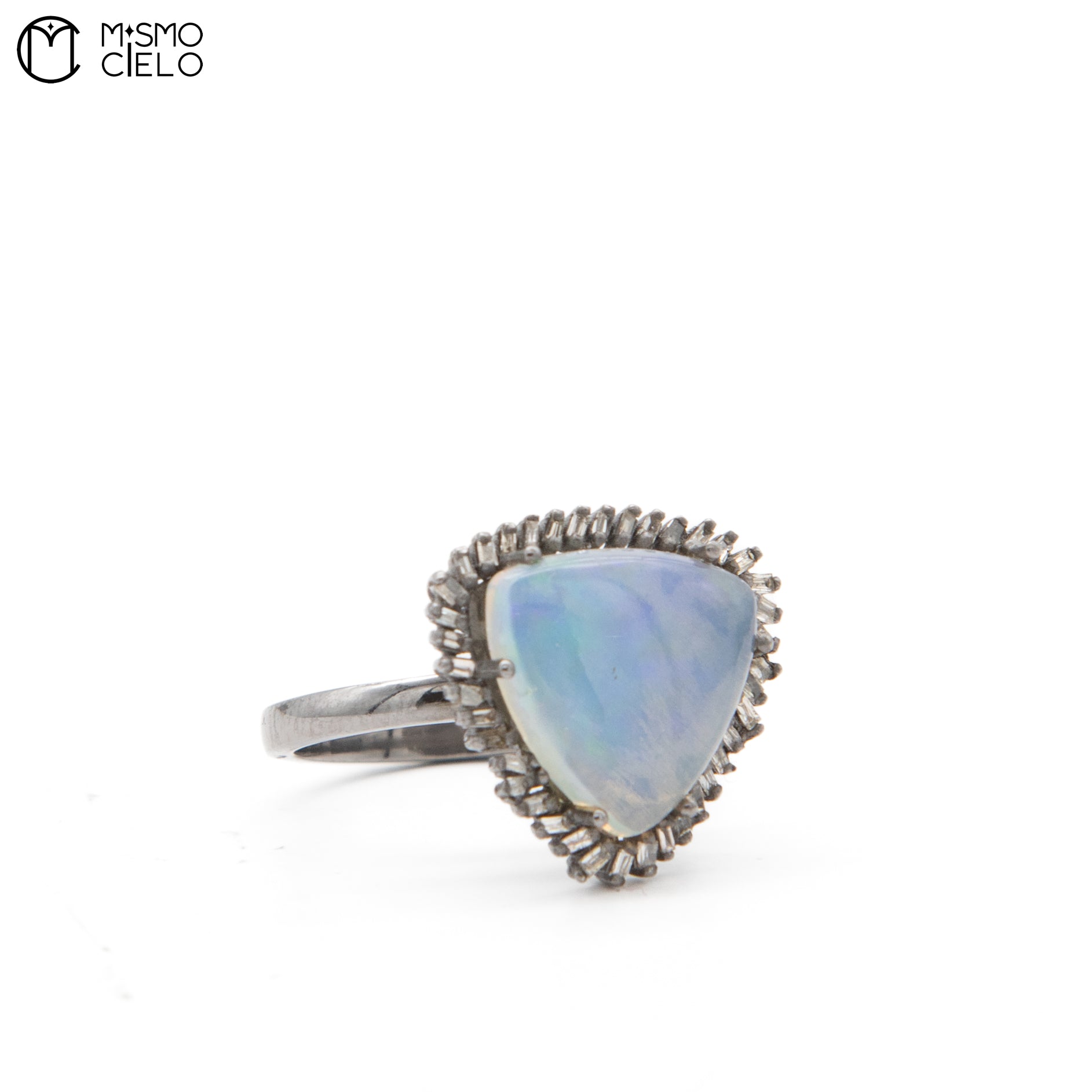 Silver 4.02 Ct MoonStone and Diamond Ring