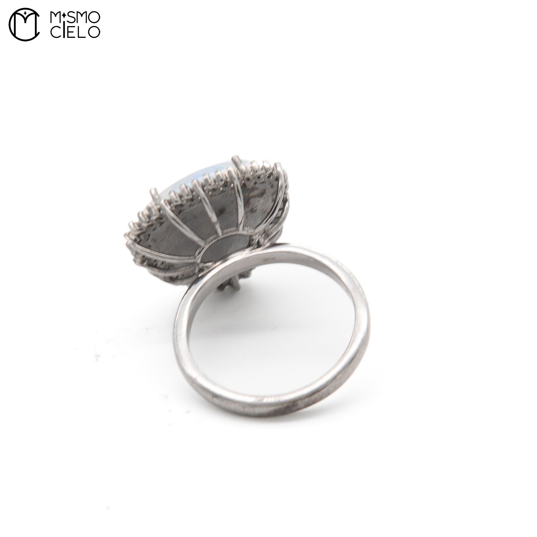 Silver 4.02 Ct MoonStone and Diamond Ring