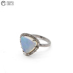 Silver 4.02 Ct MoonStone and Diamond Ring