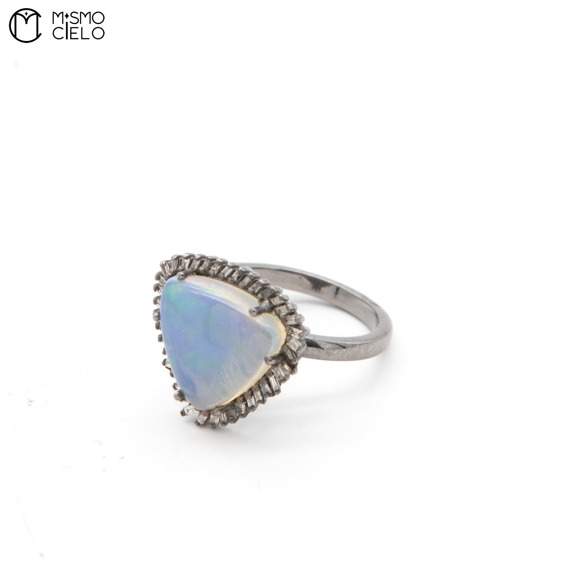 Silver 4.02 Ct MoonStone and Diamond Ring