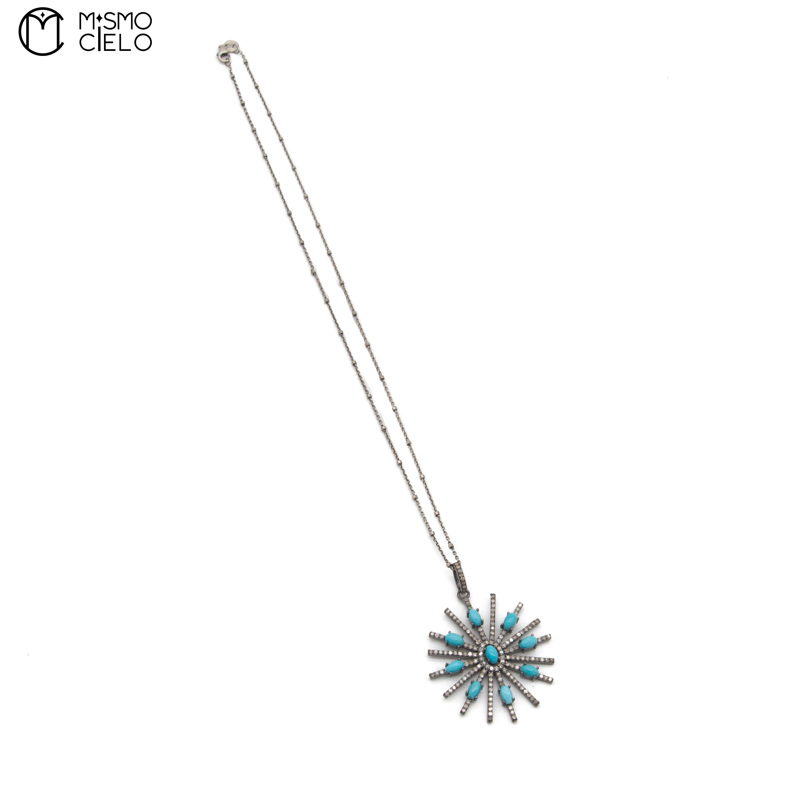 Silver Turquoise and Diamond Pendant