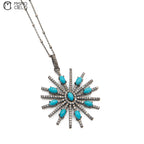 Silver Turquoise and Diamond Pendant