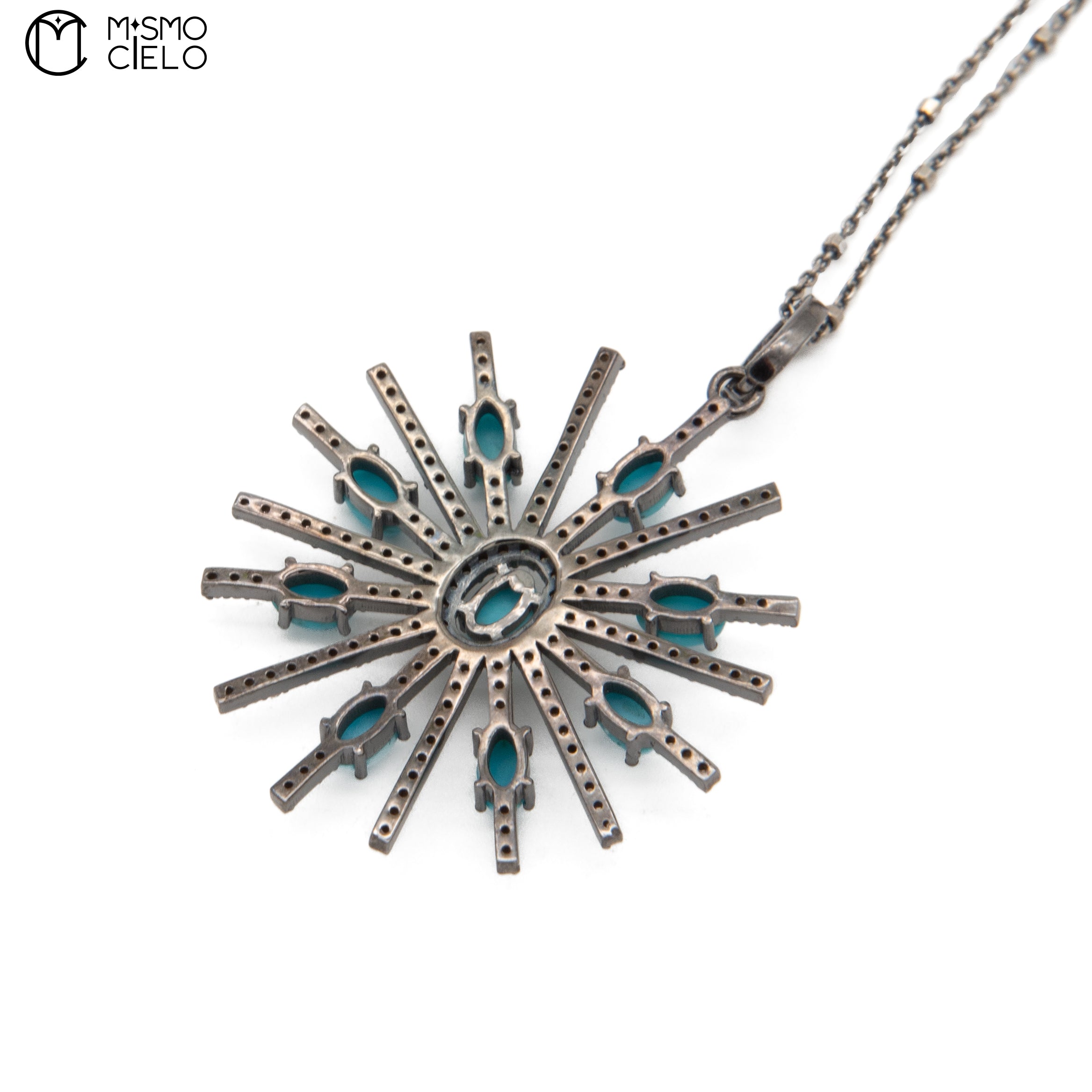 Silver Turquoise and Diamond Pendant