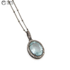Silver 1.76Ct Aquamarine and Diamond Pendant