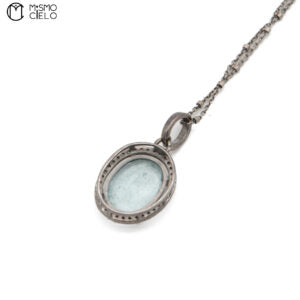 Silver 1.76Ct Aquamarine and Diamond Pendant