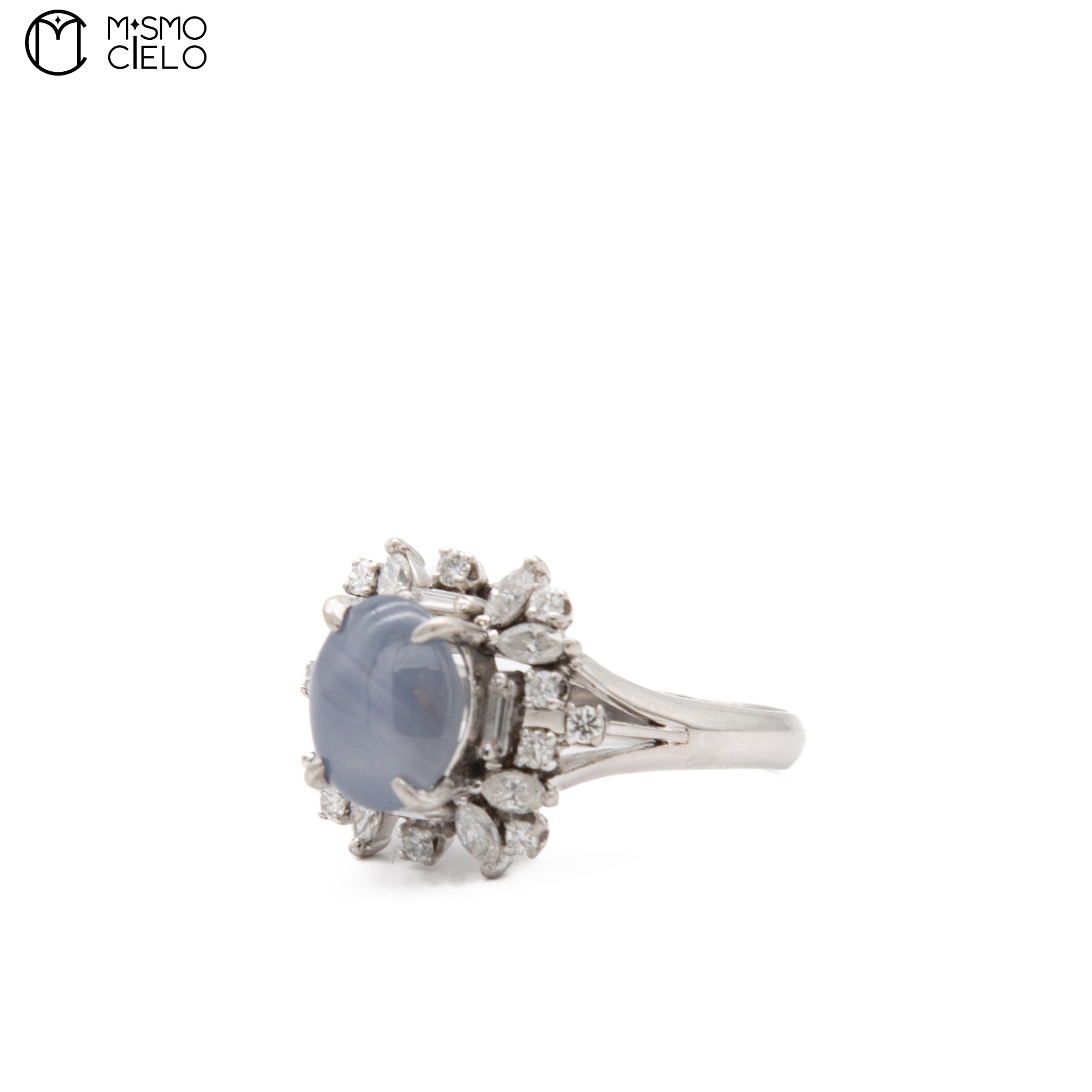 MY BEADS LUXE Platinum 900 and 3.06 ct Sapphire and Diamond  7.7g Ring Size 12