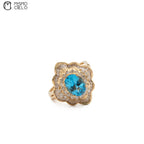 MY BEADS LUXE 18K Gold and 2.11 ct Topaz and Diamond 7.8g  Ring  size 12