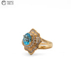 MY BEADS LUXE 18K Gold and 2.11 ct Topaz and Diamond 7.8g  Ring  size 12