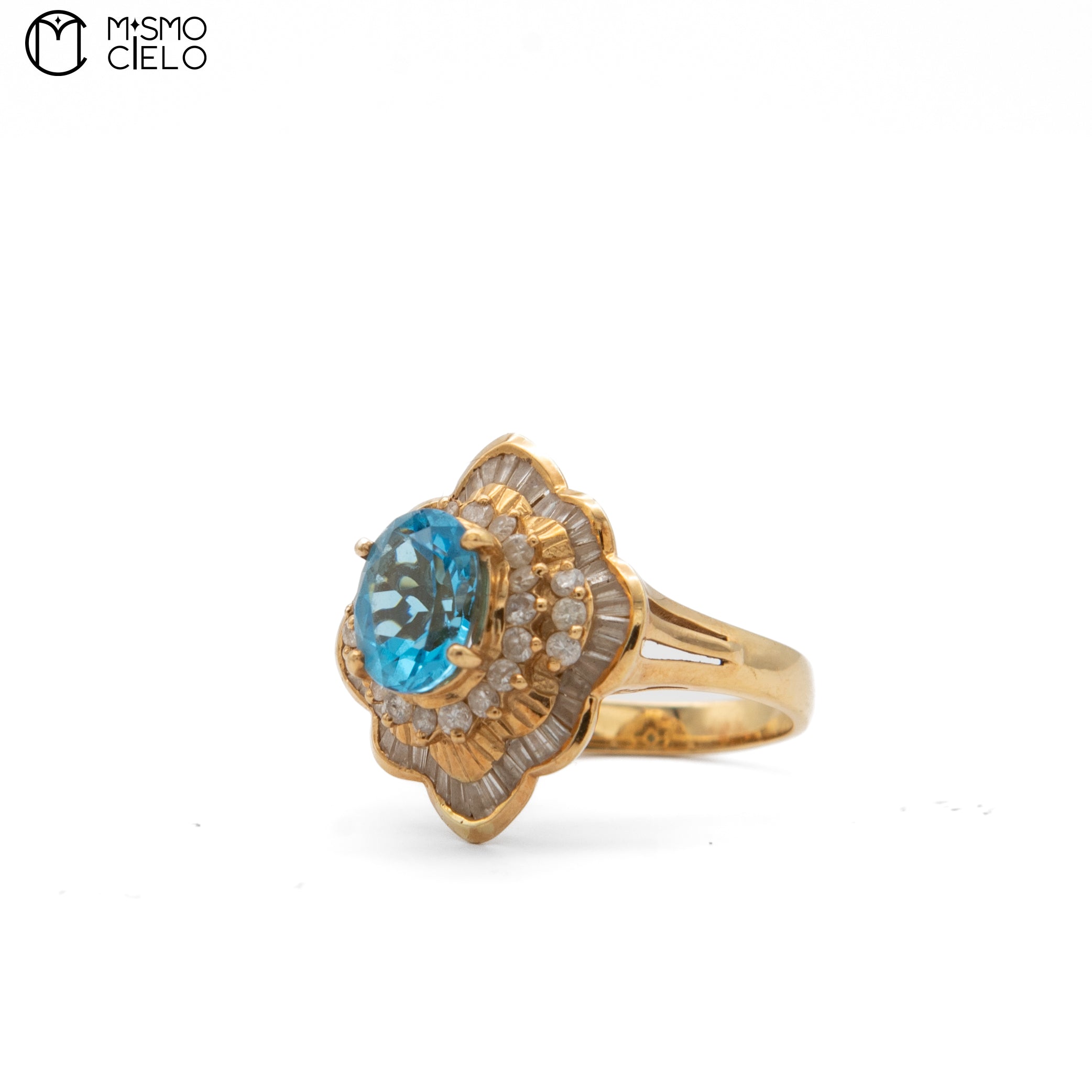 MY BEADS LUXE 18K Gold and 2.11 ct Topaz and Diamond 7.8g  Ring  size 12